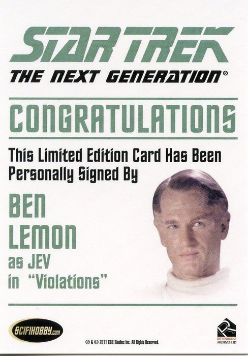 Star Trek TNG Complete Series 2 Autograph Card Ben Lemon Jev   - TvMovieCards.com