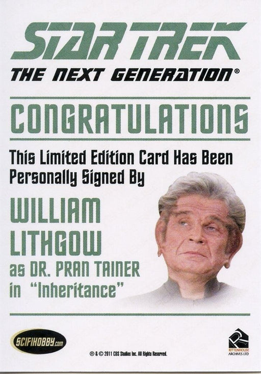 Star Trek TNG Complete Series 2 Autograph Card William Lithgow PranTainer   - TvMovieCards.com