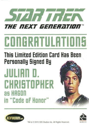 Star Trek TNG Portfolio Prints Autograph Card Julian Christopher as Hagon   - TvMovieCards.com
