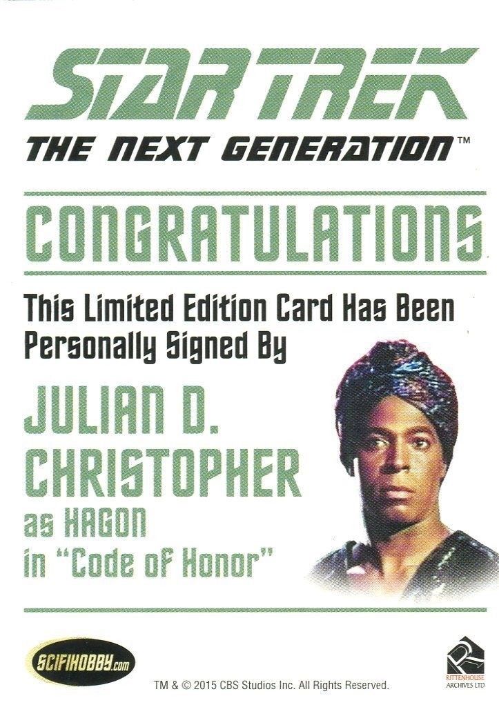 Star Trek TNG Portfolio Prints Autograph Card Julian Christopher as Hagon   - TvMovieCards.com