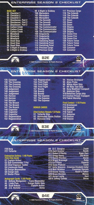 Star Trek Enterprise Season Two PARALLEL Card Set 81 Cards 82E thru 162E   - TvMovieCards.com