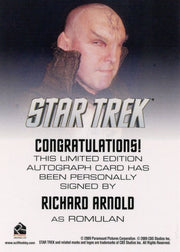 STAR TREK Movie Into Darkness 2014 Autograph Card Richard Arnold Romulan   - TvMovieCards.com