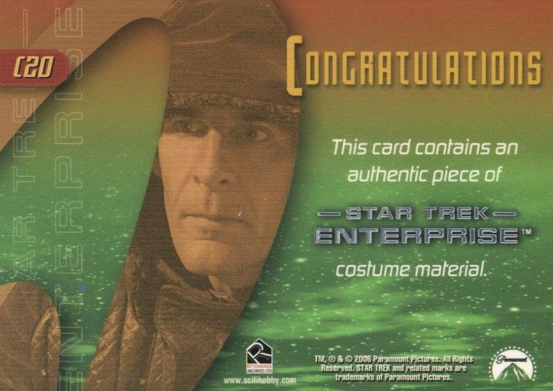 Star Trek Celebrating 40 Years 40th Anniversary Costume Card Captain Archer C20   - TvMovieCards.com