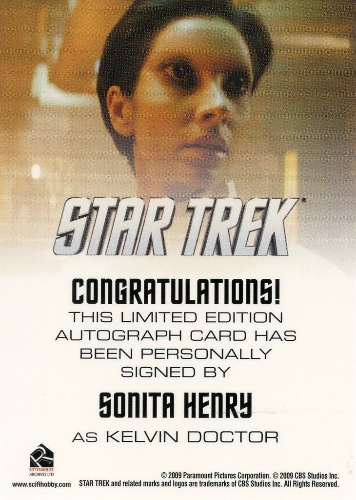 STAR TREK Movie Into Darkness 2014 Autograph Card Sonita Henry Kelvin Doctor   - TvMovieCards.com