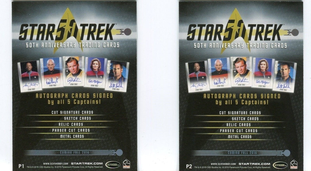 Star Trek 50th Anniversary 2 CARD PROMO LOT P1 P2 promos   - TvMovieCards.com