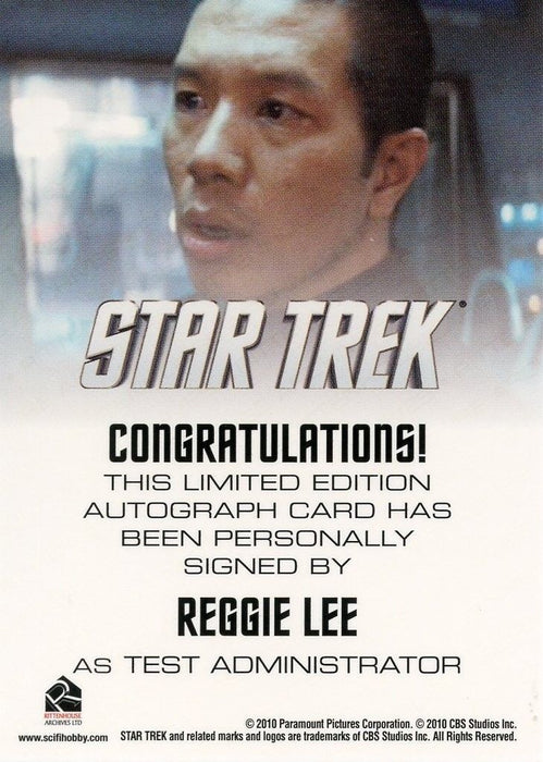 STAR TREK Movie Into Darkness 2014 Autograph Card Reggie Lee Test Administrator   - TvMovieCards.com