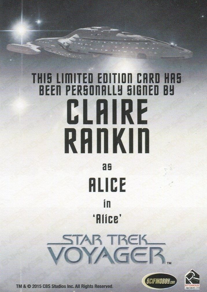 Star Trek Voyager Heroes Villains Autograph Card Claire Rankin as Alice   - TvMovieCards.com