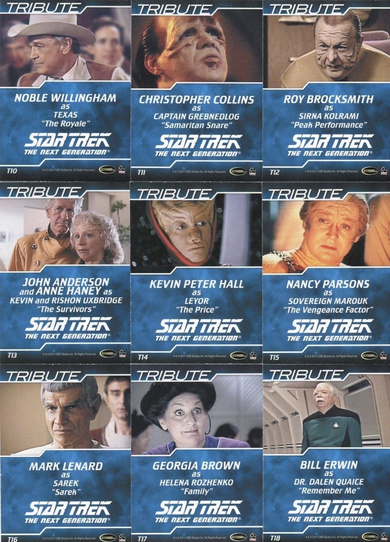 Star Trek TNG Complete Series 1 Tribute Chase Card Set T1 thru T18 Cards   - TvMovieCards.com