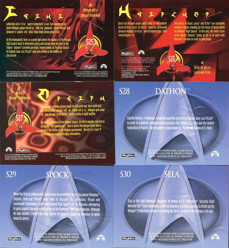 Star Trek Next Generation Episodes Season 5 Embossed Card Set 6 Cards S25-S30   - TvMovieCards.com