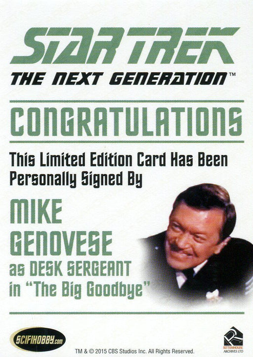 Star Trek TNG Portfolio Prints Autograph Card Mike Genovese as Desk Sergeant   - TvMovieCards.com