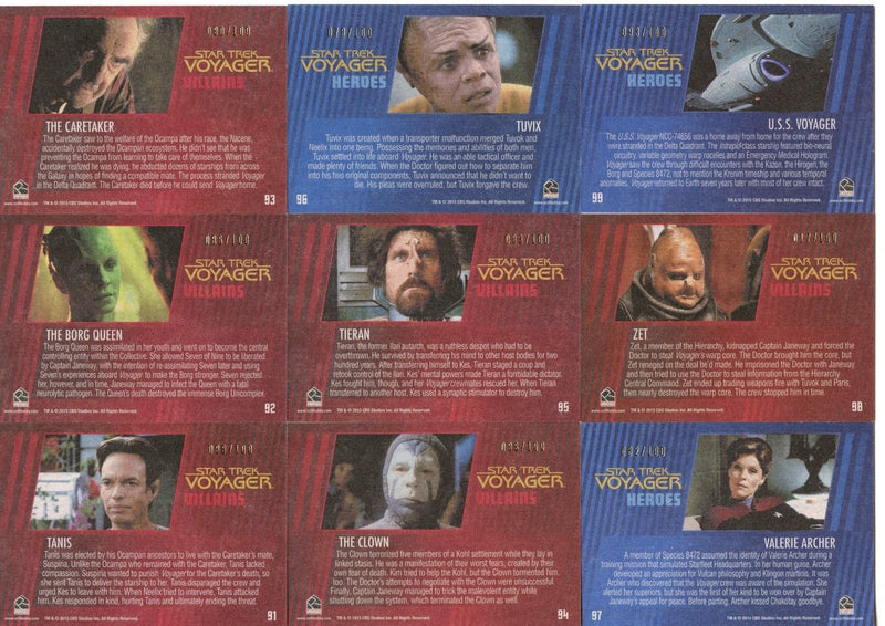Star Trek Voyager Heroes & Villains Base Card Set 99 Cards   - TvMovieCards.com