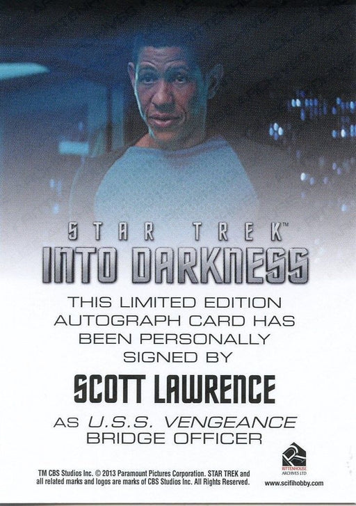 STAR TREK Movie Into Darkness 2014 Autograph Card Scott Lawrence Bridge Officer   - TvMovieCards.com