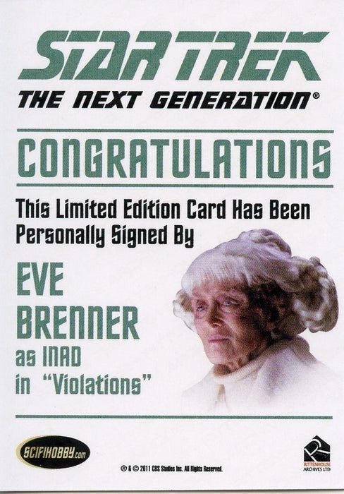 Star Trek TNG Complete Series 2 Autograph Card Eve Brenner Inad   - TvMovieCards.com
