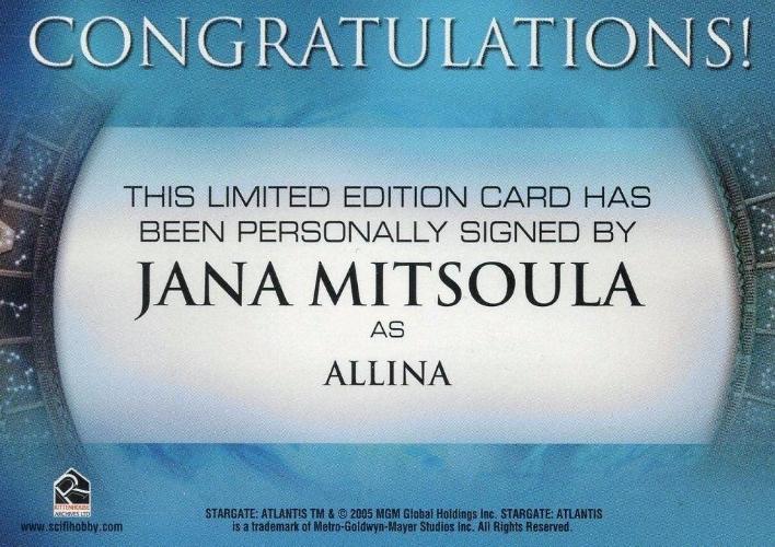 Stargate Atlantis Season One Jana Mitsoula Autograph Card   - TvMovieCards.com