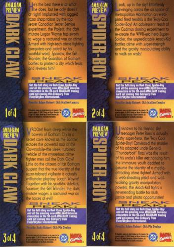 Amalgam DC vs Marvel 1995 Preview Card Set 4 Cards Fleer   - TvMovieCards.com
