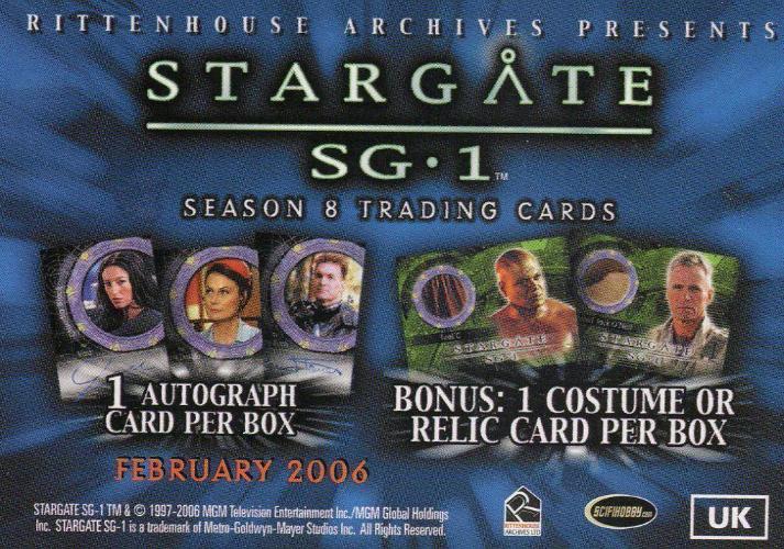 Stargate SG-1 Season Eight Promo Card UK   - TvMovieCards.com
