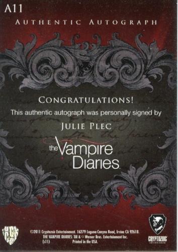 Vampire Diaries Season One Producer Julie Plec Autograph Card A11   - TvMovieCards.com