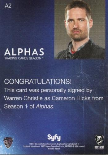 Alphas Season 1 Warren Christie as Cameron Hicks Autograph Card A2   - TvMovieCards.com