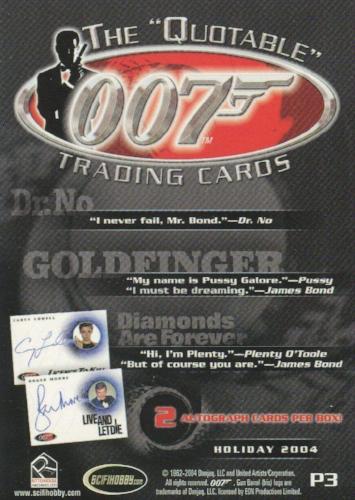James Bond The Quotable James Bond Promo Card P3   - TvMovieCards.com