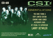 CSI Crime Scene Investigation Season 1 Larry Detwiler Autograph Card CSI-A18   - TvMovieCards.com
