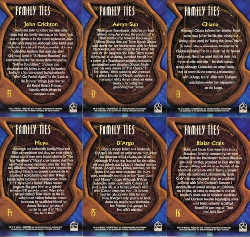 Farscape Season 3 Family Ties Chase Card Set 6 Cards   - TvMovieCards.com