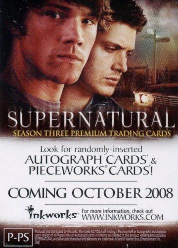 Supernatural Season 3 Promo Card P-PS   - TvMovieCards.com