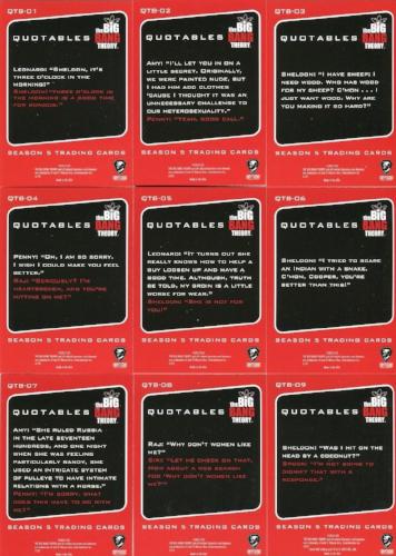 Big Bang Theory Season 5 Quotables Chase Card Set 9 Cards QTB1 -QTB9   - TvMovieCards.com
