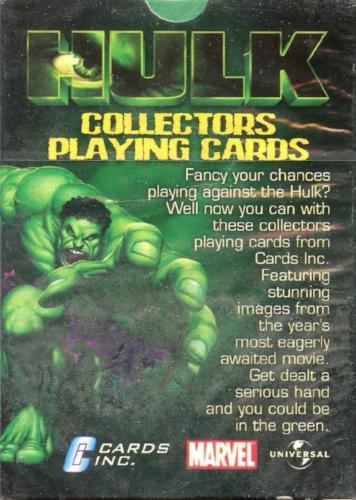 Incredible Hulk Movie Playing Card Deck 55 Cards   - TvMovieCards.com