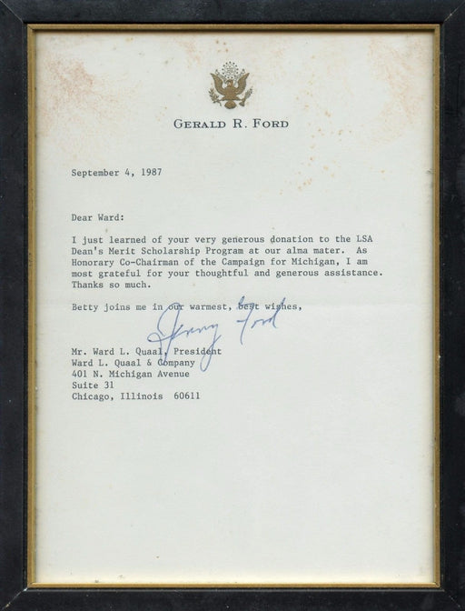 Original Signature Letter Former President Gerald Ford September 4,   - TvMovieCards.com