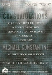 Twilight Zone 3 Shadows and Substance Michael Constantine Autograph Card A-48   - TvMovieCards.com