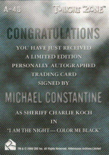 Twilight Zone 3 Shadows and Substance Michael Constantine Autograph Card A-48   - TvMovieCards.com