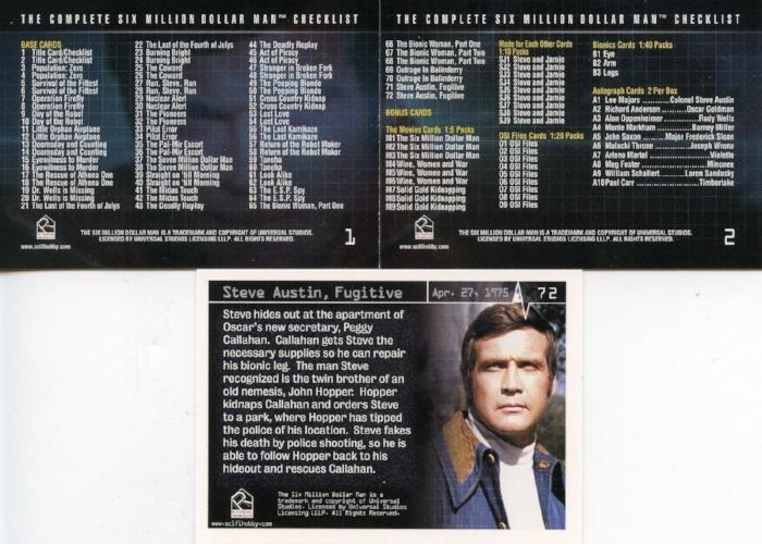 Six Million Dollar Man Complete Seasons 1 & 2 Base Card Set 72 Cards   - TvMovieCards.com