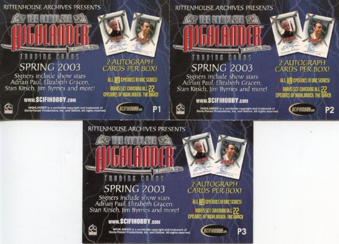 Highlander Complete Promo Card Set 3 Cards   - TvMovieCards.com