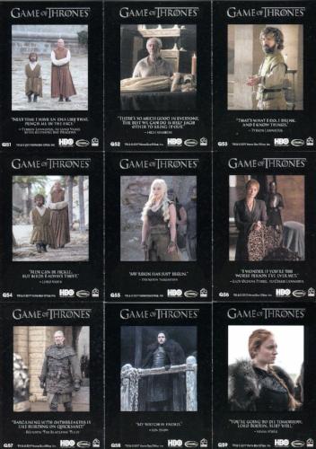 Game of Thrones Season 6 Quotable Chase Card Set 9 Cards Q51 - Q59 - TvMovieCards.com