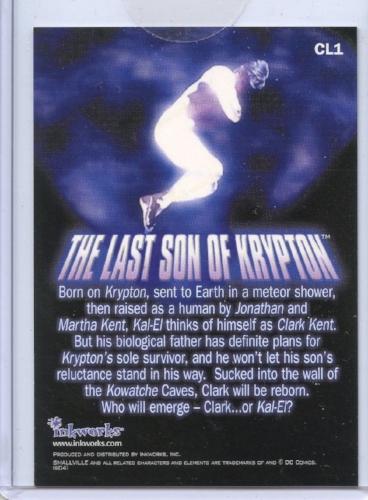 Smallville Season Three The Last Son of Krypton Case Topper Chase Card CL1   - TvMovieCards.com