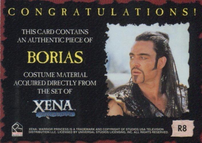 Xena Season Six Borias Costume Card R8   - TvMovieCards.com