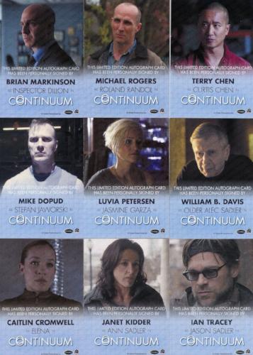 Continuum Seasons 1 & 2 Autograph Card Set 21 Cards 2014 Rittenhouse - TvMovieCards.com