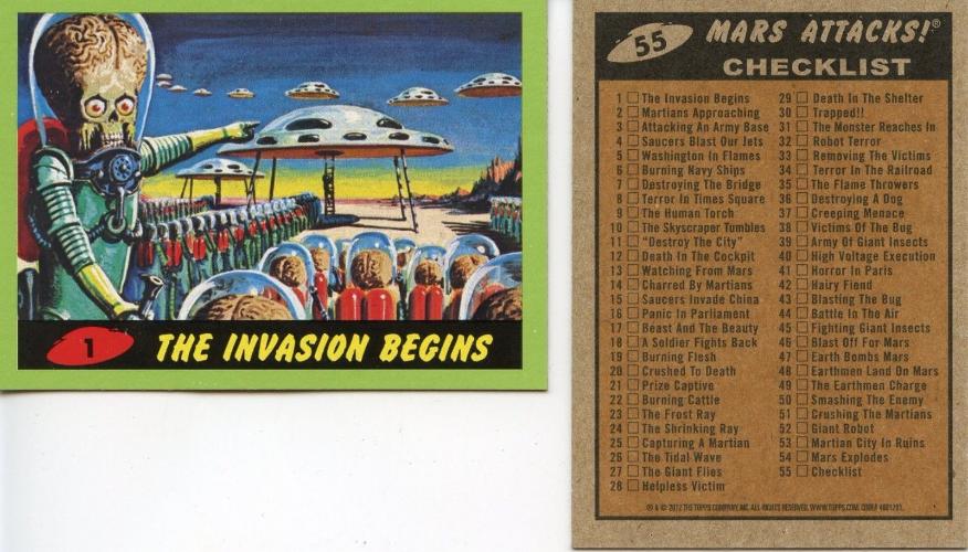 Mars Attacks Green Base Parallel Card Set 55 Cards Topps 2012   - TvMovieCards.com