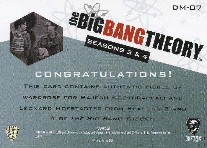 Big Bang Theory Seasons 3 & 4 Raj and Leonard Dual Wardrobe Costume Card DM-07   - TvMovieCards.com