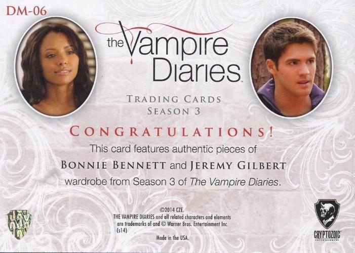 Vampire Diaries Season Three Bonnie Bennett & Jeremy Gilbert Dual Costume Card   - TvMovieCards.com