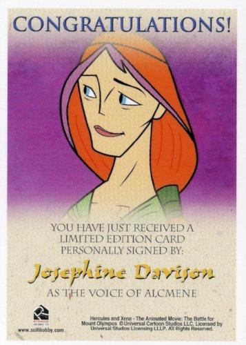 Xena & Hercules Animated Adventures Josephine Davison Alceme Autograph Card   - TvMovieCards.com