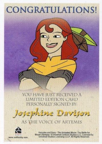 Xena & Hercules Animated Adventures Josephine Davison Artemis Autograph Card   - TvMovieCards.com