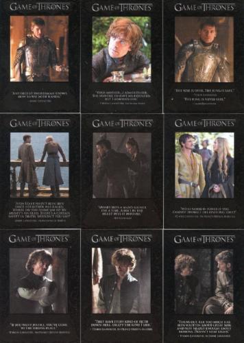 Game of Thrones Season 4 Quotable Chase Card Set 9 Cards   - TvMovieCards.com