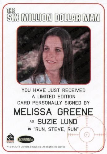 Bionic Collection Six Million Dollar Man Melissa Greene Autograph Card   - TvMovieCards.com