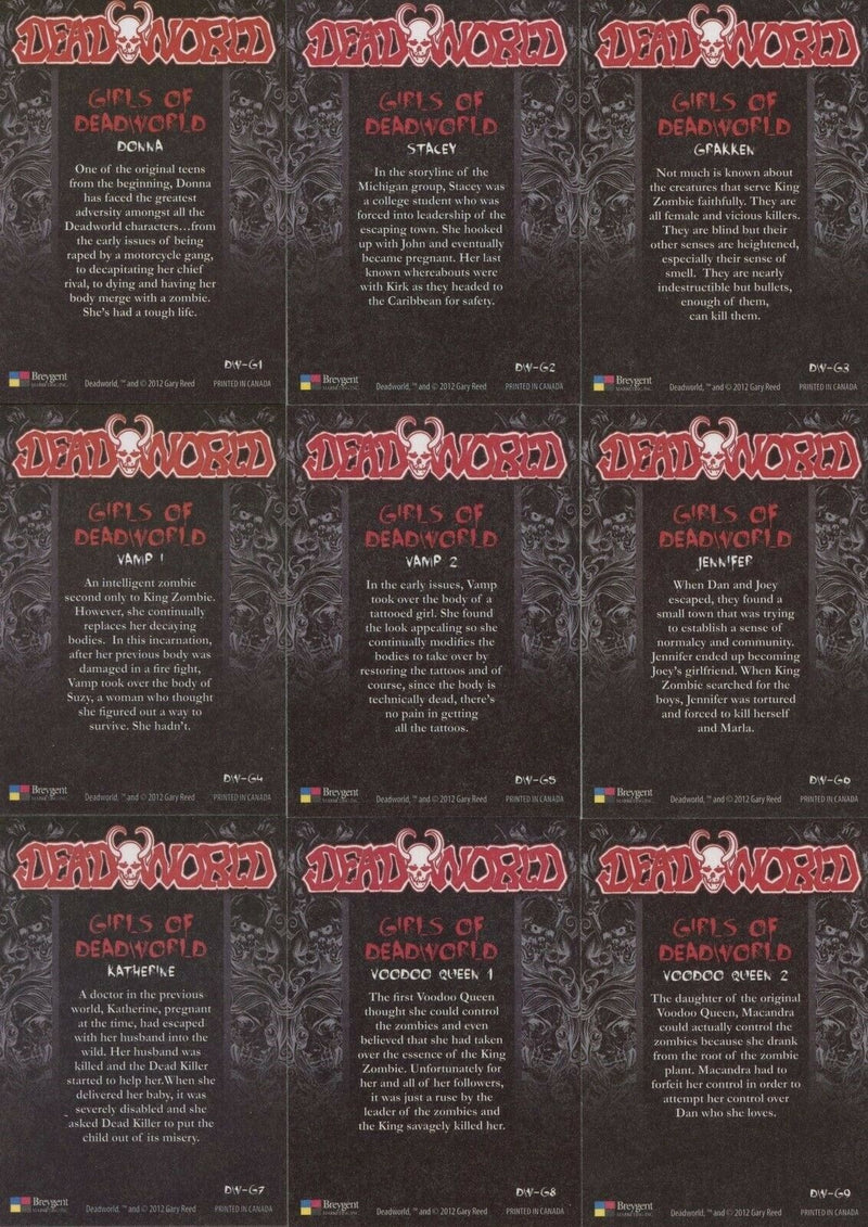 Dead World Girls of Dead World Chase Card Set 12 Cards DW-G1 - DW-G12   - TvMovieCards.com