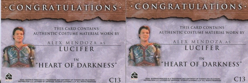 Xena Beauty and Brawn Alex Mendoza as Lucifer Costume Card Variants C13   - TvMovieCards.com