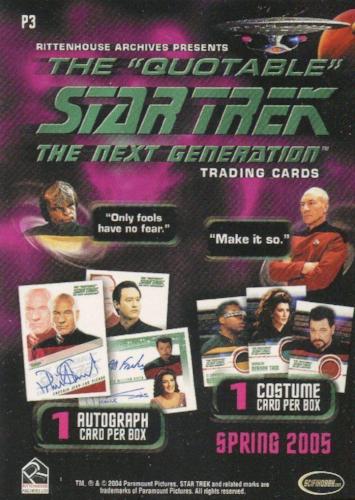 Star Trek Quotable TNG The Next Generation Promo Card P3   - TvMovieCards.com