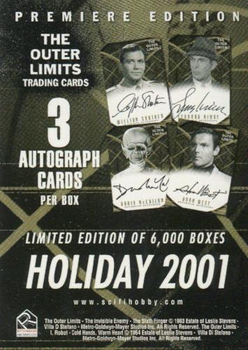 Outer Limits Premiere Edition Promo Card (3 Autograph Cards Back)   - TvMovieCards.com
