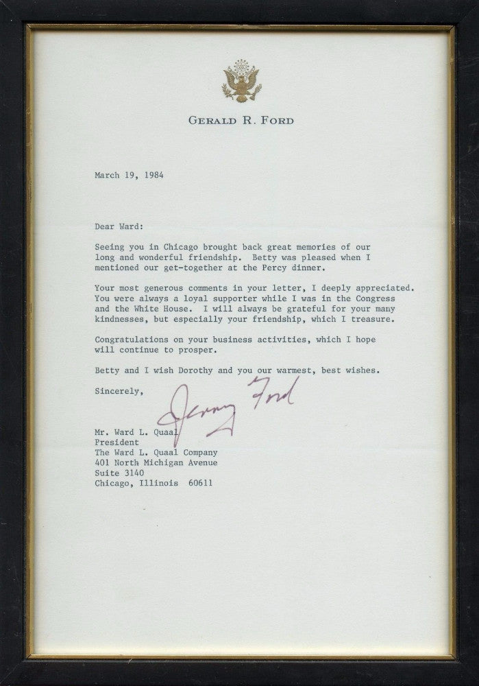 Original Signature Letter Former President Gerald Ford March 19, 198   - TvMovieCards.com