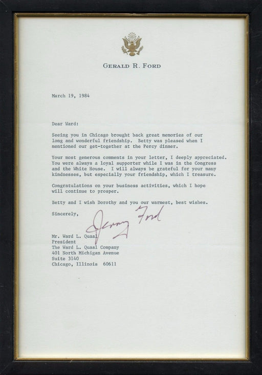 Original Signature Letter Former President Gerald Ford March 19, 198   - TvMovieCards.com